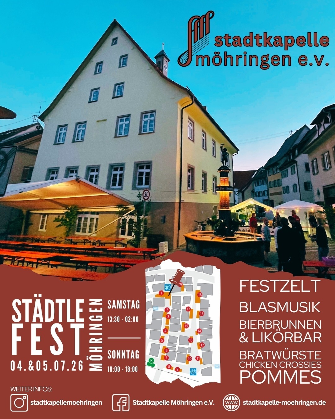 Stadtkapelle Möhringen beim Städtlefest Möhringen 2026